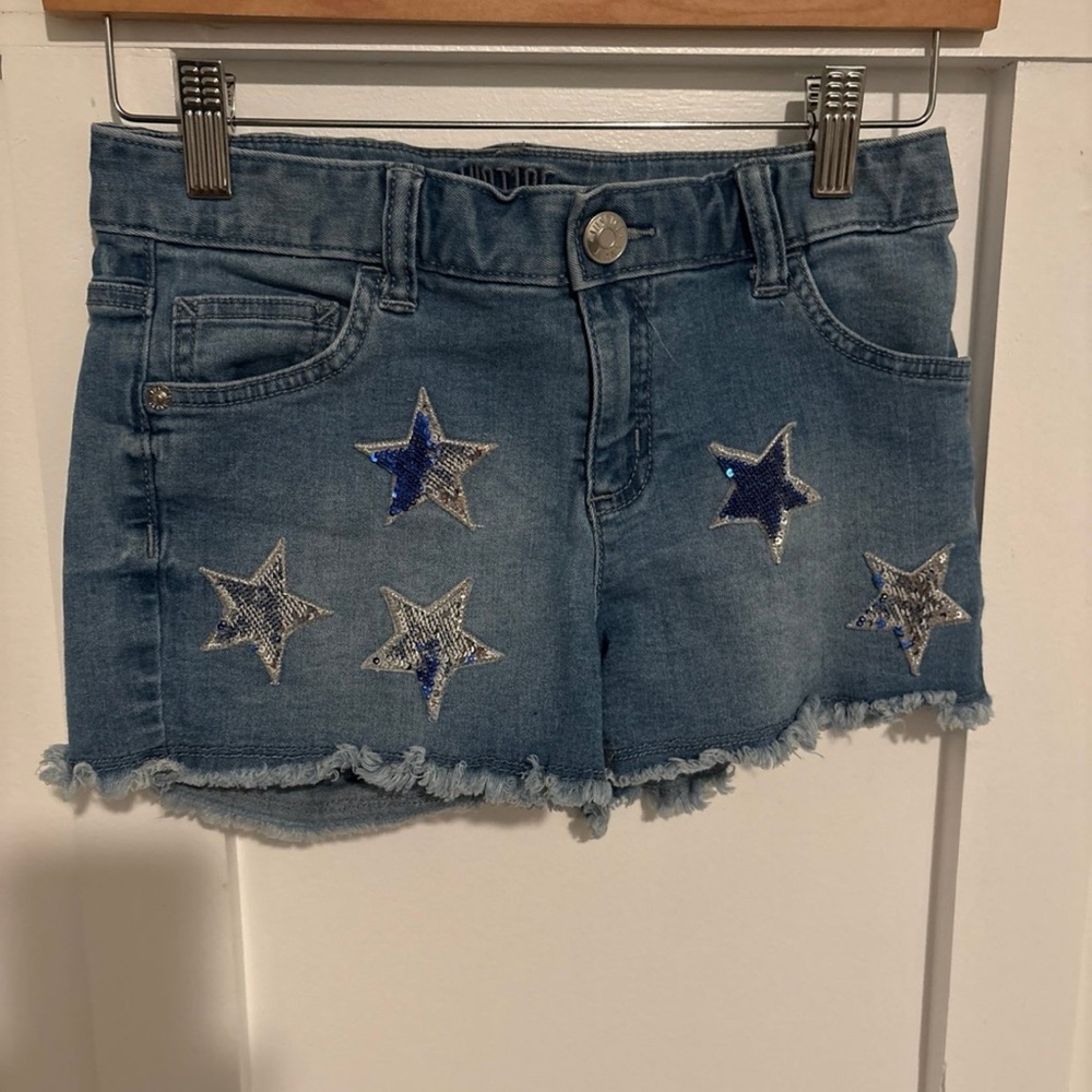 Justice Blue Star-Patterned Denim Shorts